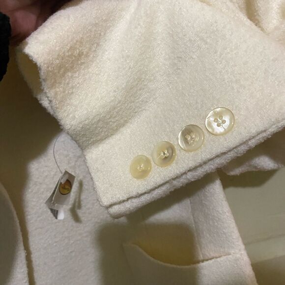 Talbots SZ 12 Cream Textured Wool Blend Blazer Patch Pockets Quite Luxury - Picture 8 of 10